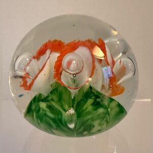 Vintage St. Clair Orange Trumpet Hand Blown  Paperweight